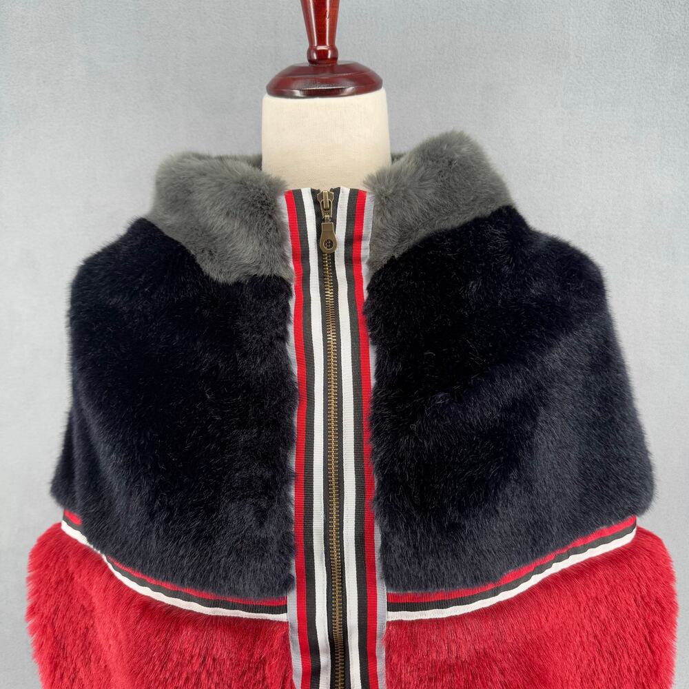 OF Handmade Alpaca Wool Blend Drop Shoulder Vest S Red Black Artsy Sustainable - Picture 7 of 15